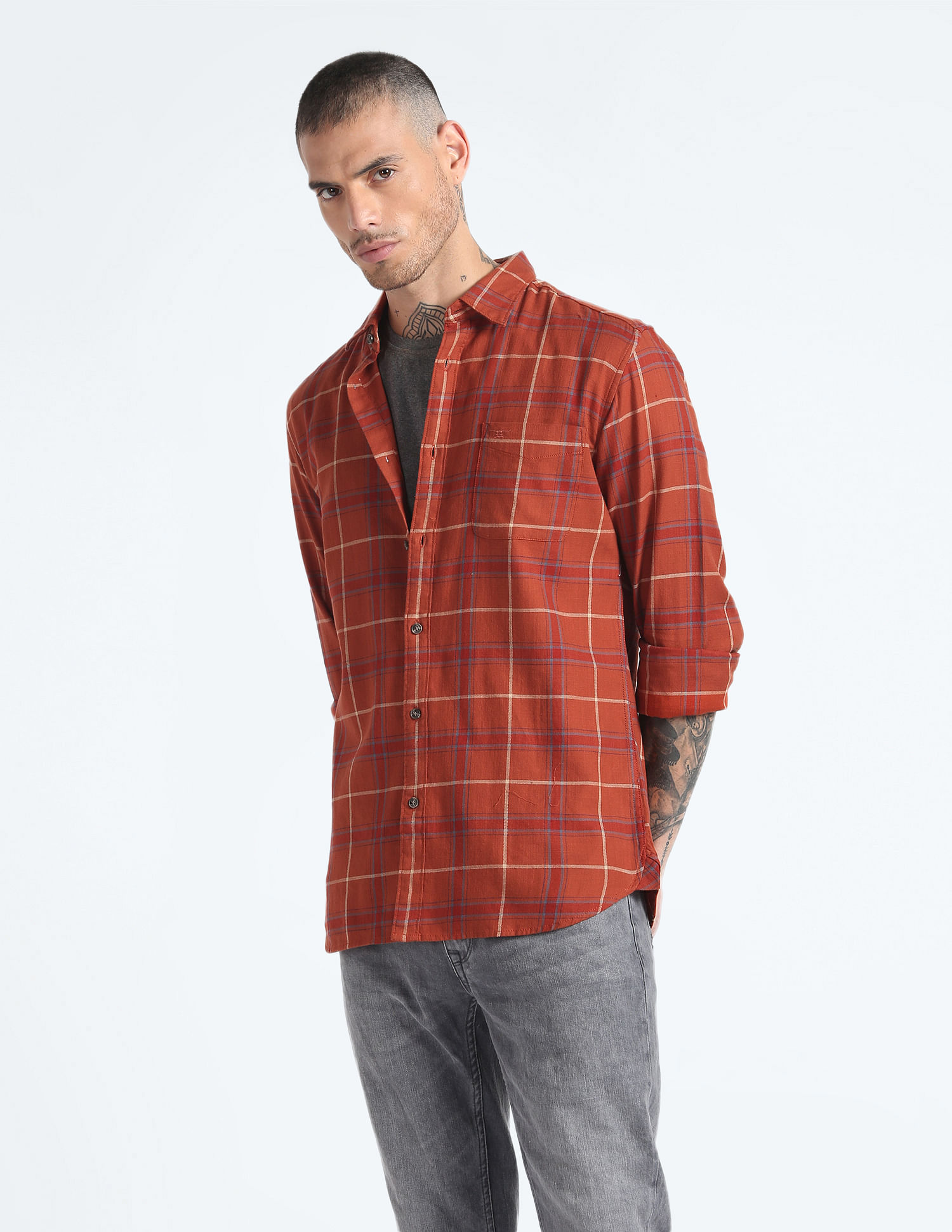 Flying Machine Tartan Check Twill Shirt