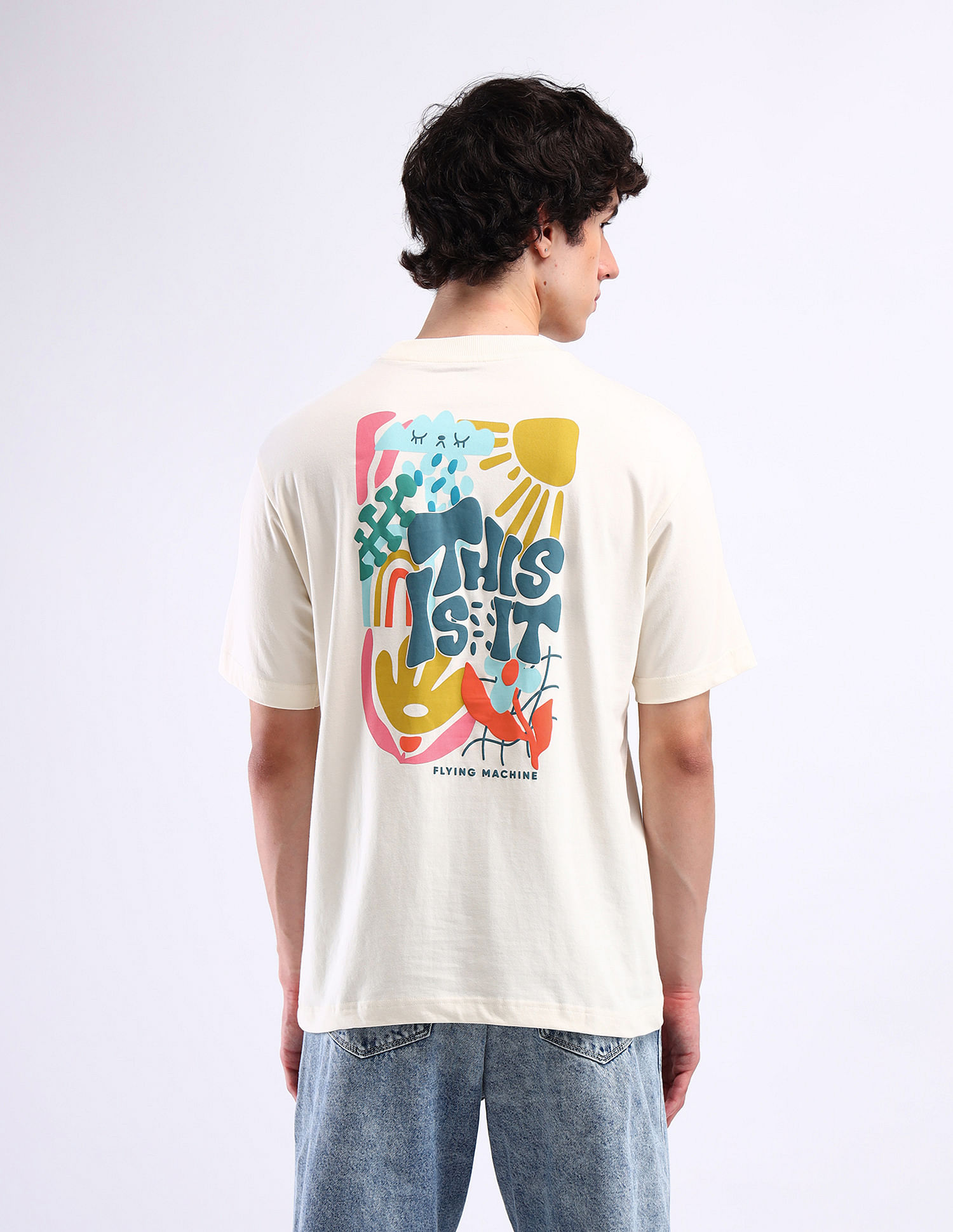 Flying Machine Graphic Print Cotton T-Shirt