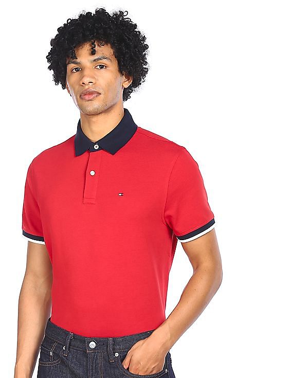 Tommy hilfiger discount red polo shirt