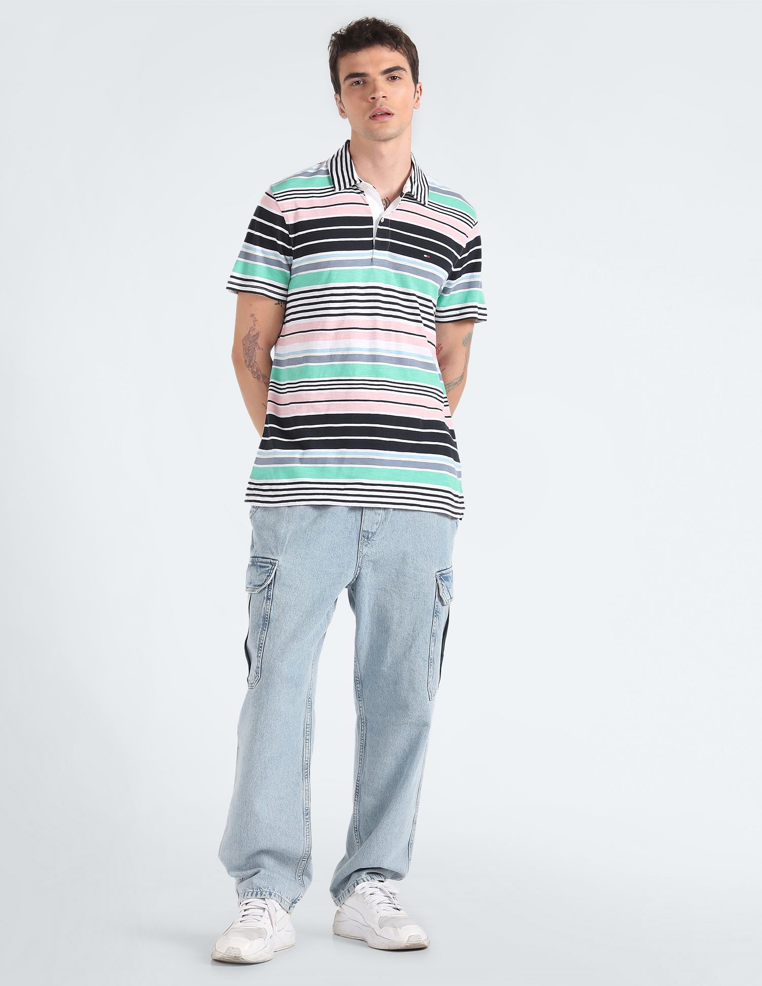 Tommy Hilfiger Horizontal Stripe Cotton Polo Shirt