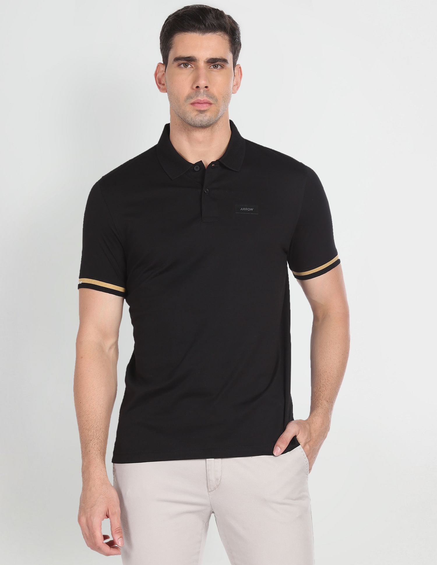 Arrow Newyork Tipped Cuff Cotton Polo Shirt