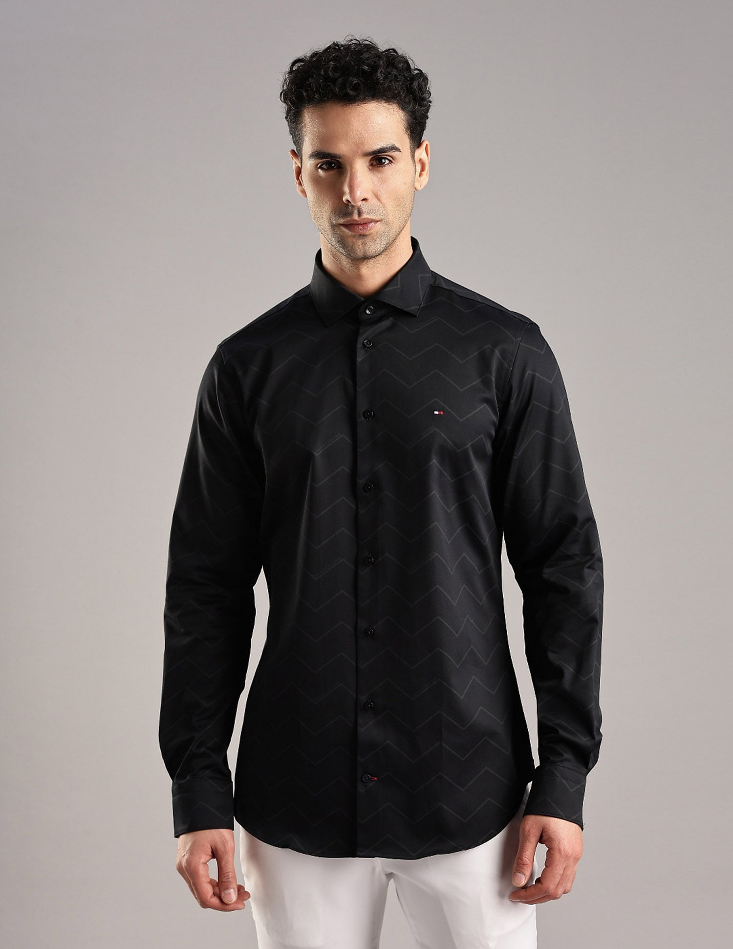 Tommy Hilfiger Checked Regular Fit Plain Woven Shirt