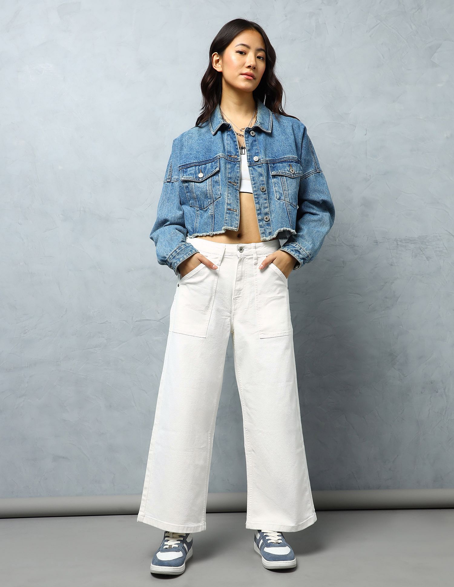 Flying Machine Women High Rise Wide Leg Jeans