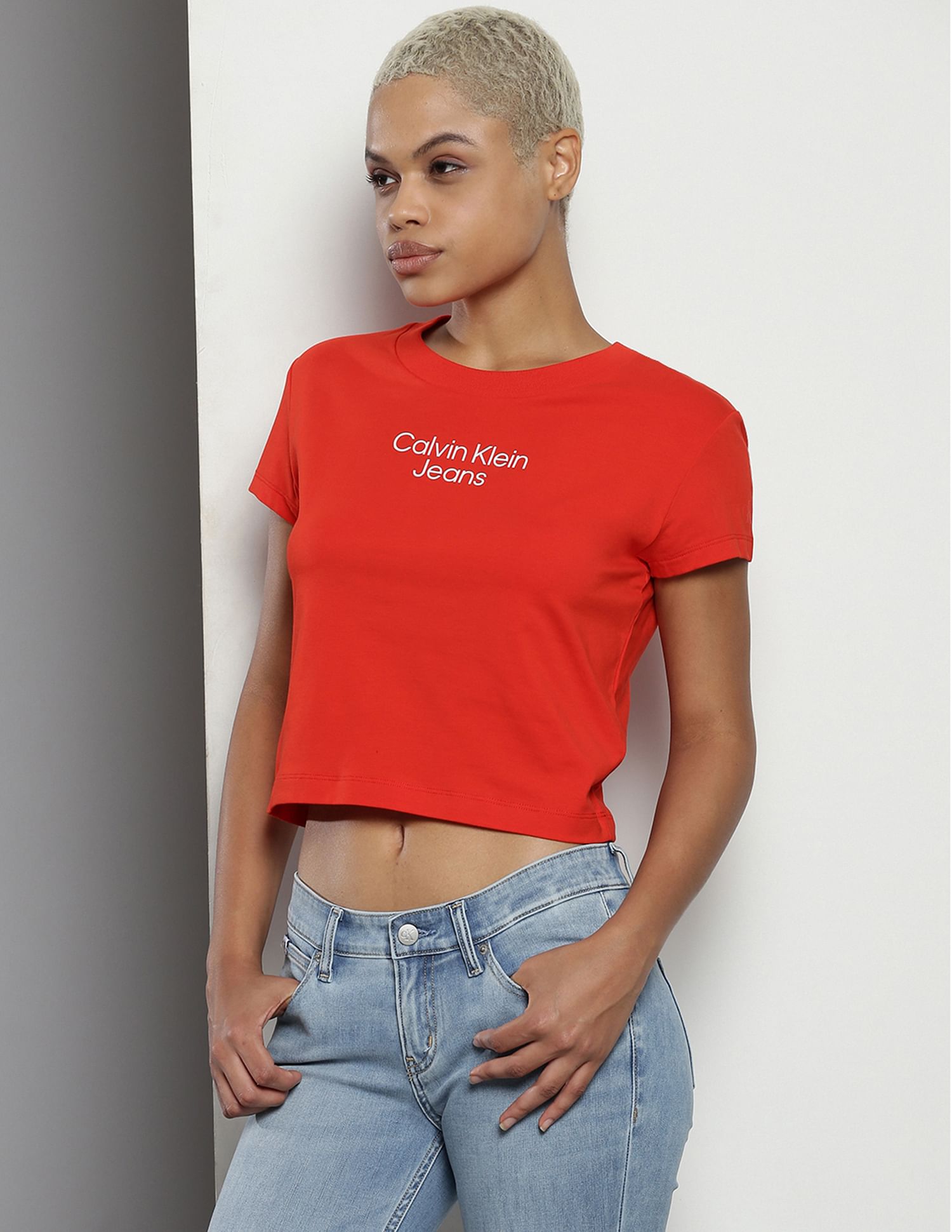 Calvin Klein Outlined Stacked Logo Baby T-Shirt