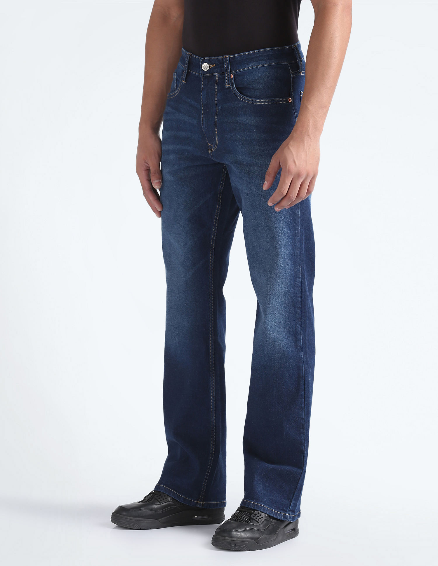 Flying Machine Mid Rise Bruce Relaxed Bootcut Fit Jeans