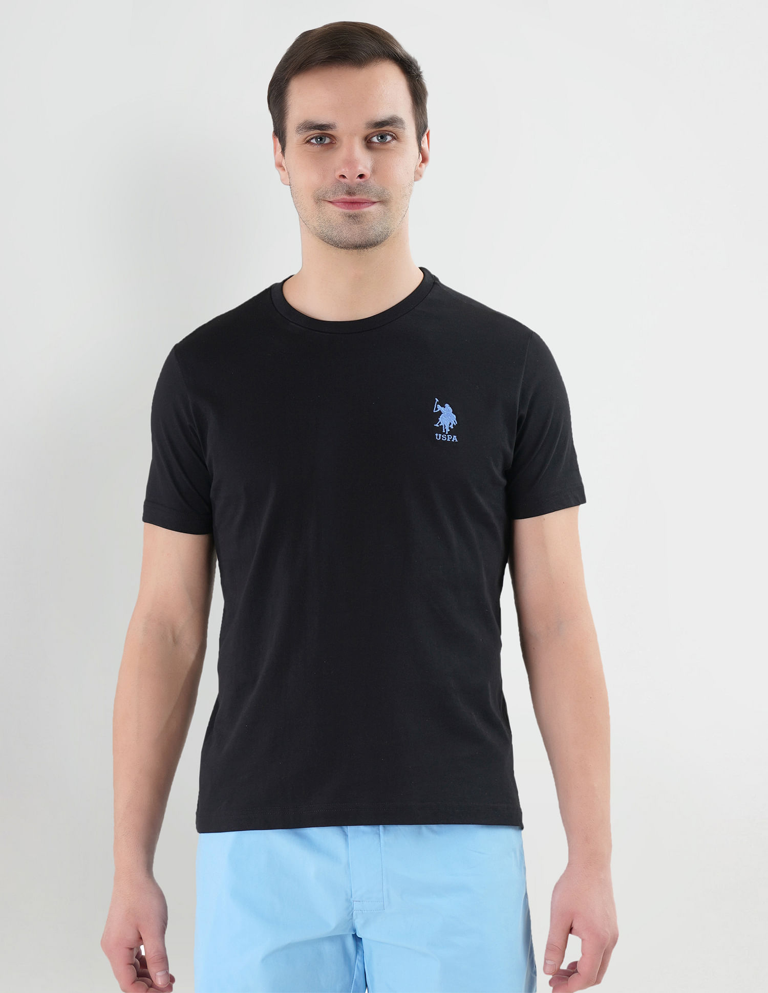 Buy USPA Innerwear Crew Neck Embroidered Logo I633 Lounge T Shirt