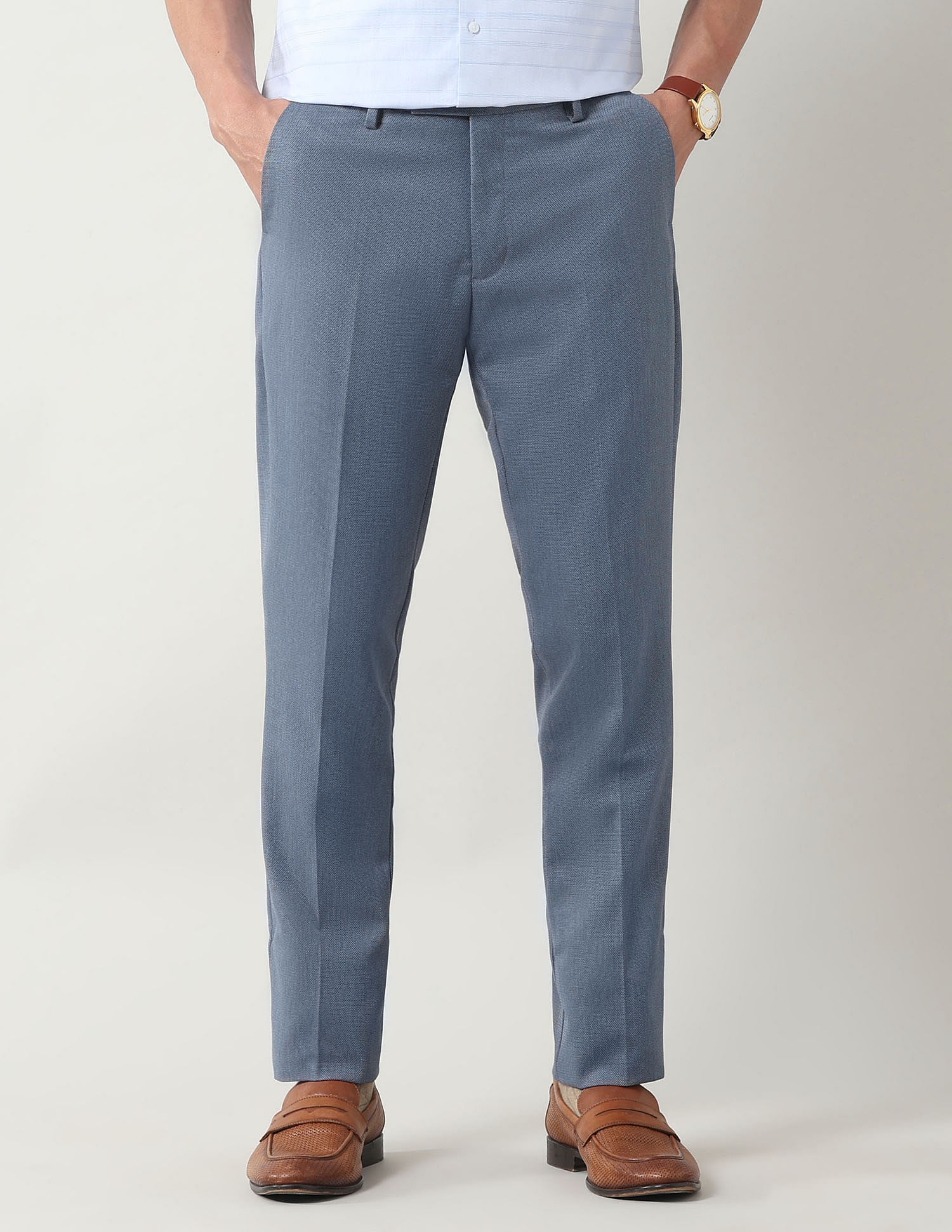 Arrow Slim Fit Textured Trousers