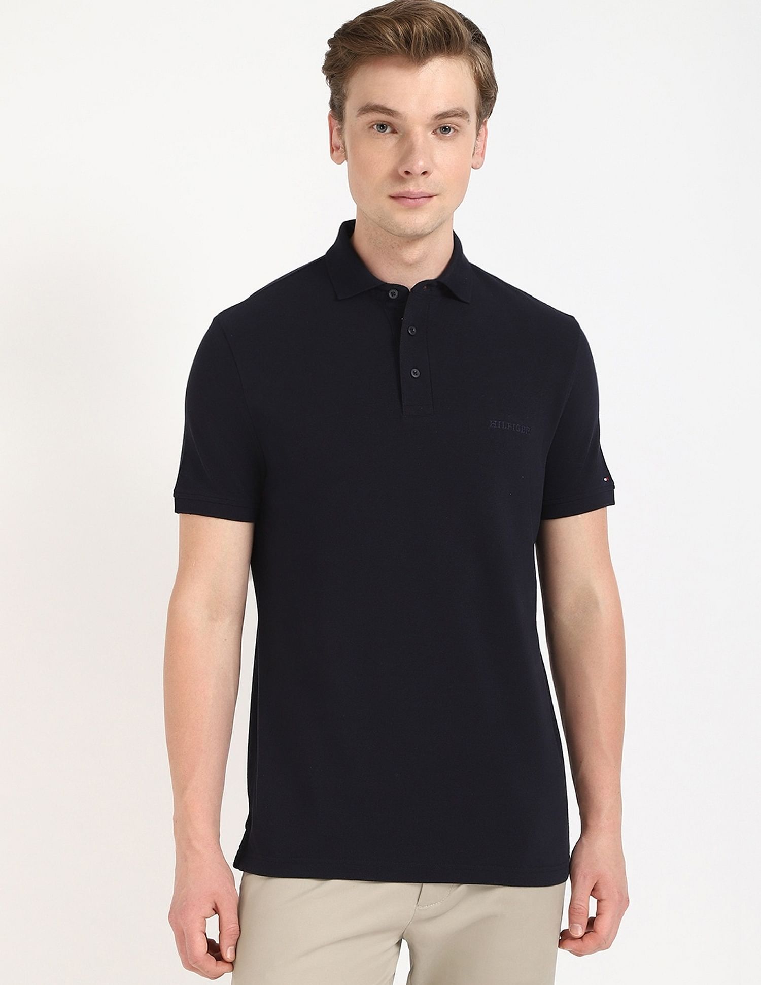 Tommy Hilfiger Solid Regular-Fit Cotton Polo Shirt