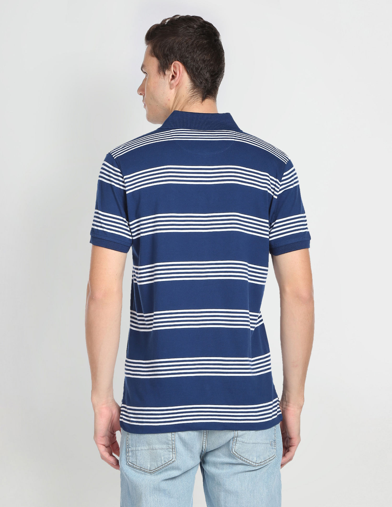 Arrow Sports Horizontal Stripe Cotton Polo Shirt
