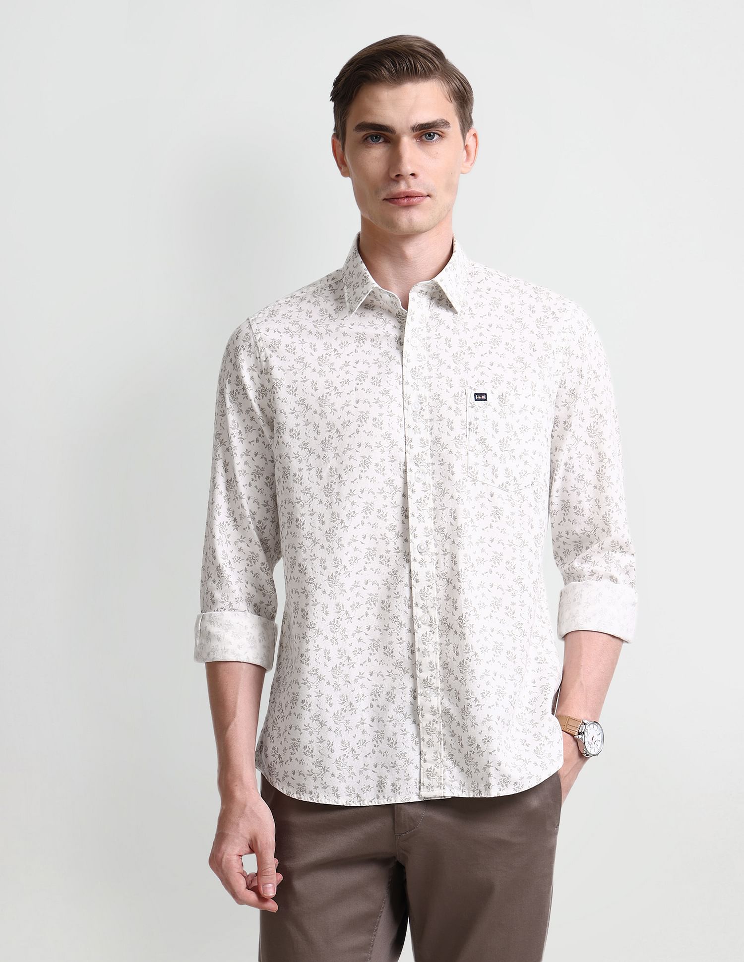 Arrow Sport Point Collar Floral Print Shirt