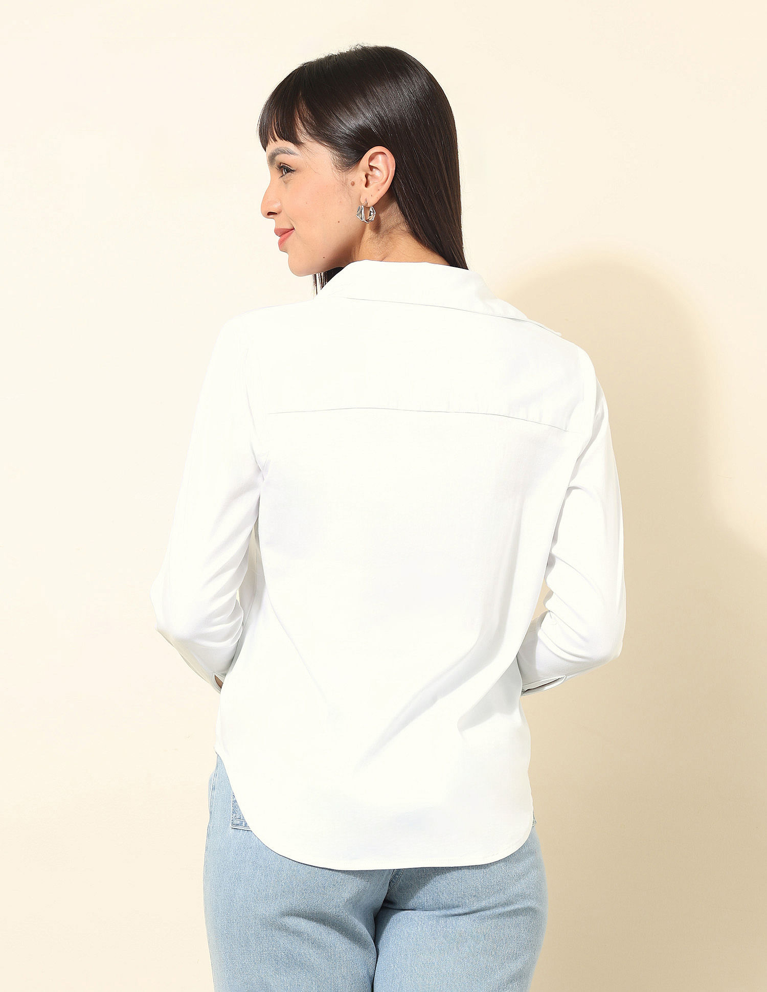 U.S. Polo Assn. Women Concelaed Placket Solid Shirt