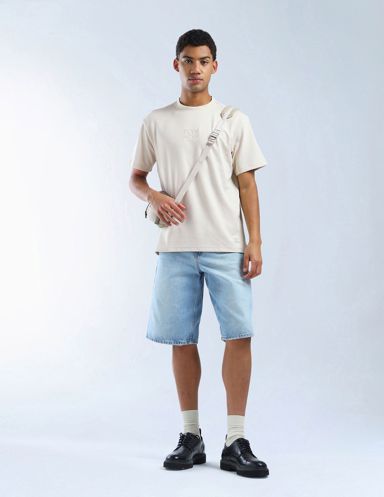 Flying Machine Textured Relaxed Fit Essentials T-Shirt