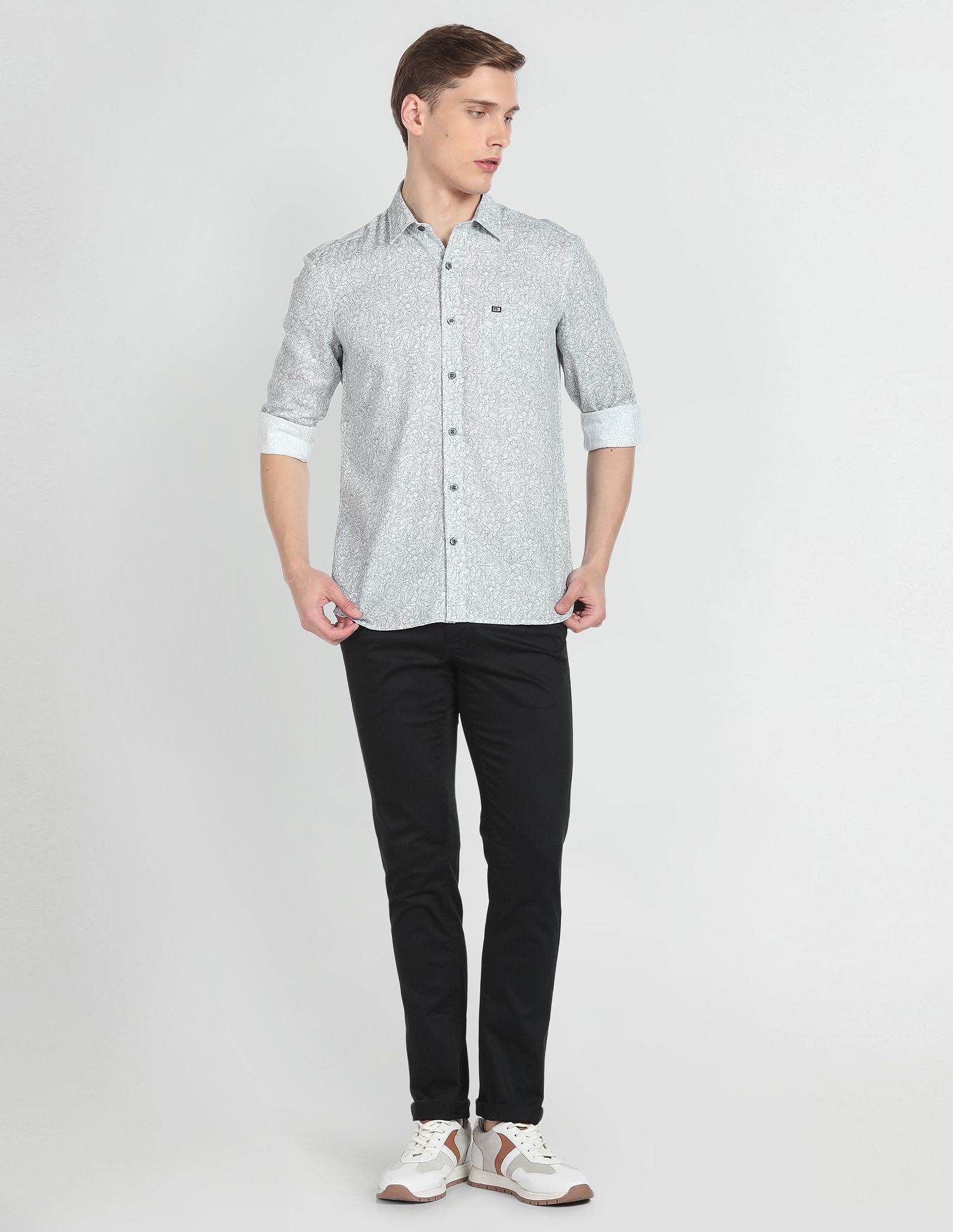 Arrow Sports Spread Collar Floral Print Shirt