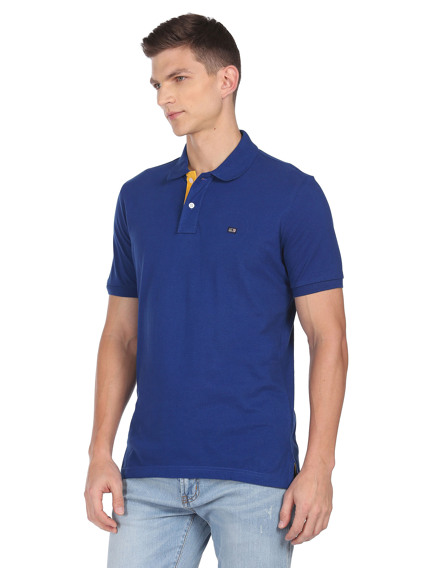 Arrow Sports Ribbed Collar Solid Cotton Polo Shirt