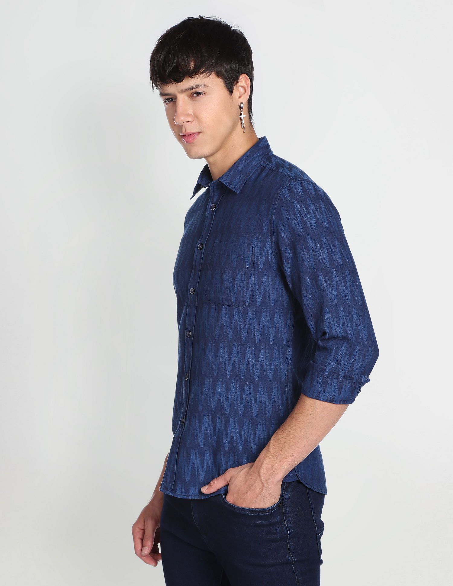 Flying Machine Geometric Patterned Shirt