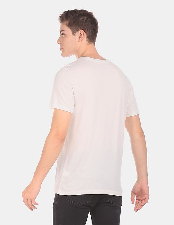 Buy Aeropostale Men Off White Short Sleeve Brand Print T-Shirt