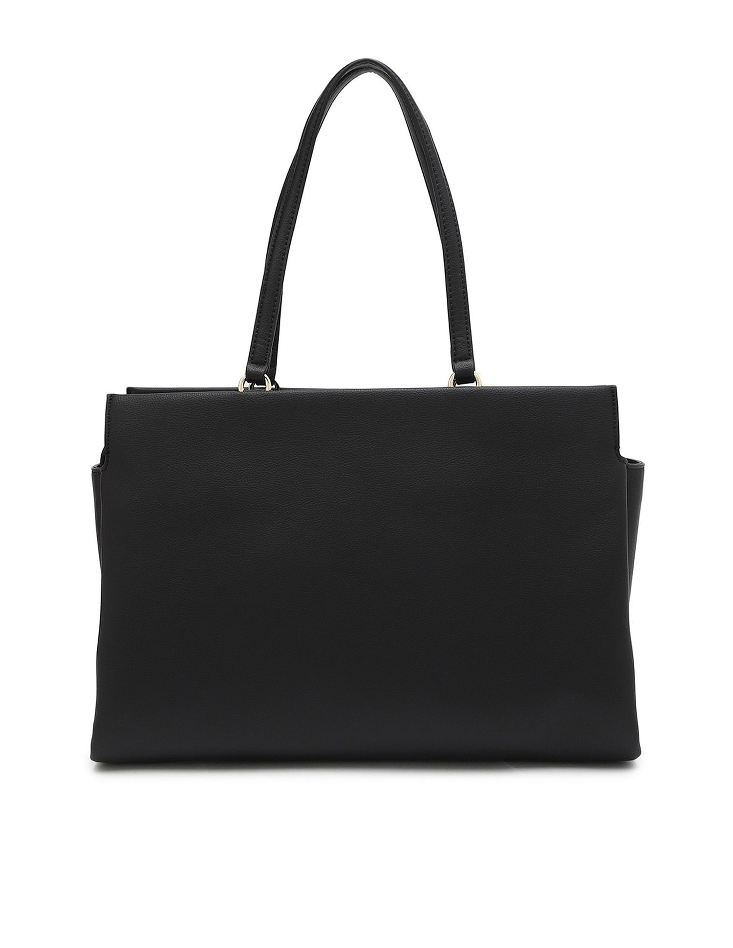 Tommy Hilfiger Solid Black Polyester Tote Bag