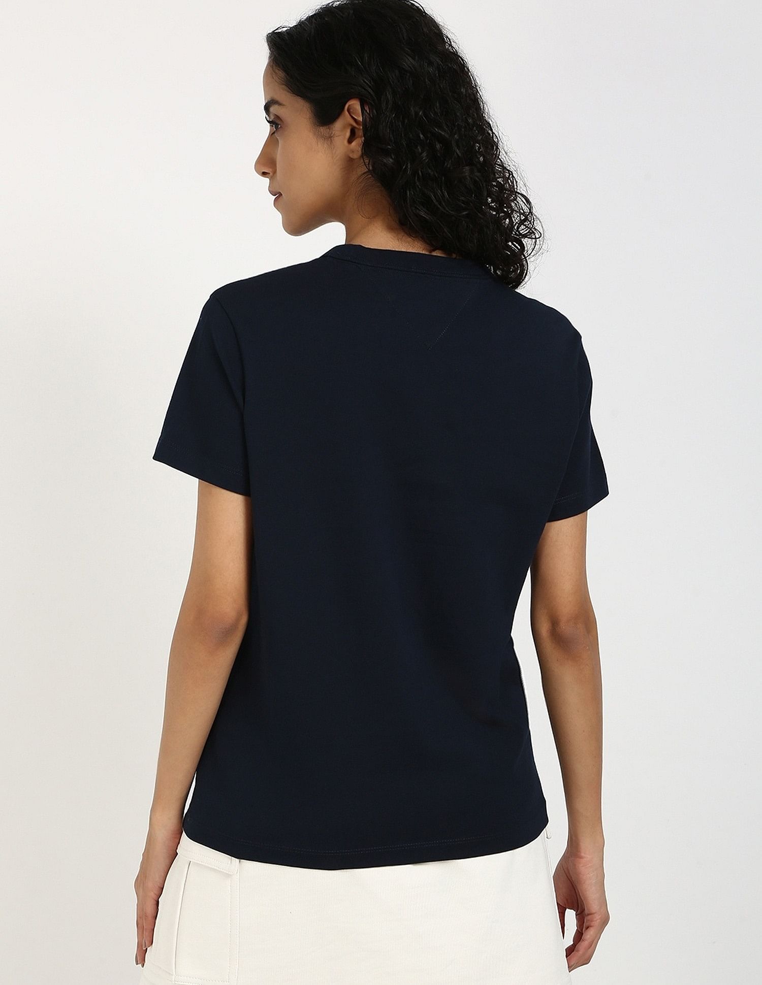Tommy Hilfiger Womens Blue Solid T-Shirt