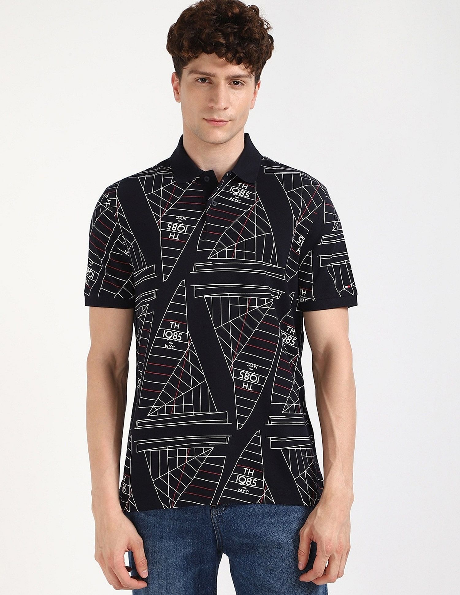 Tommy Hilfiger Printed Regular-Fit Cotton Polo Shirt