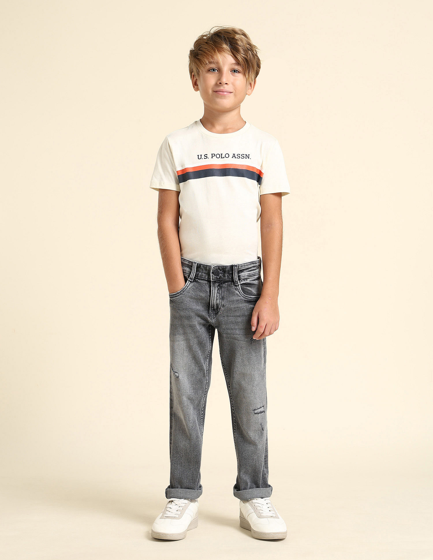 U.S. Polo Assn. Kids Boys Relaxed Fit Grey Jeans