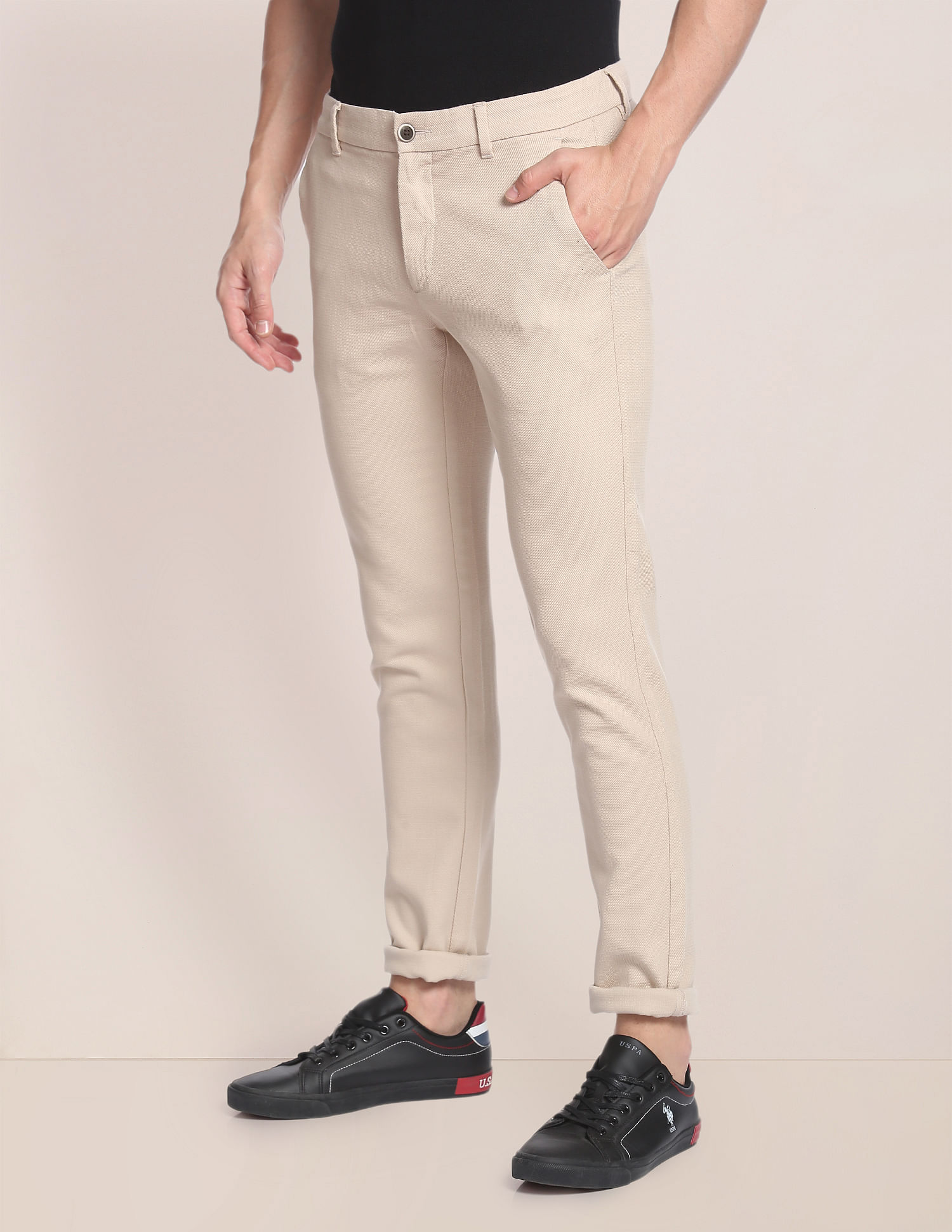 U.S. Polo Assn. Austin Trim Fit Textured Casual Trousers