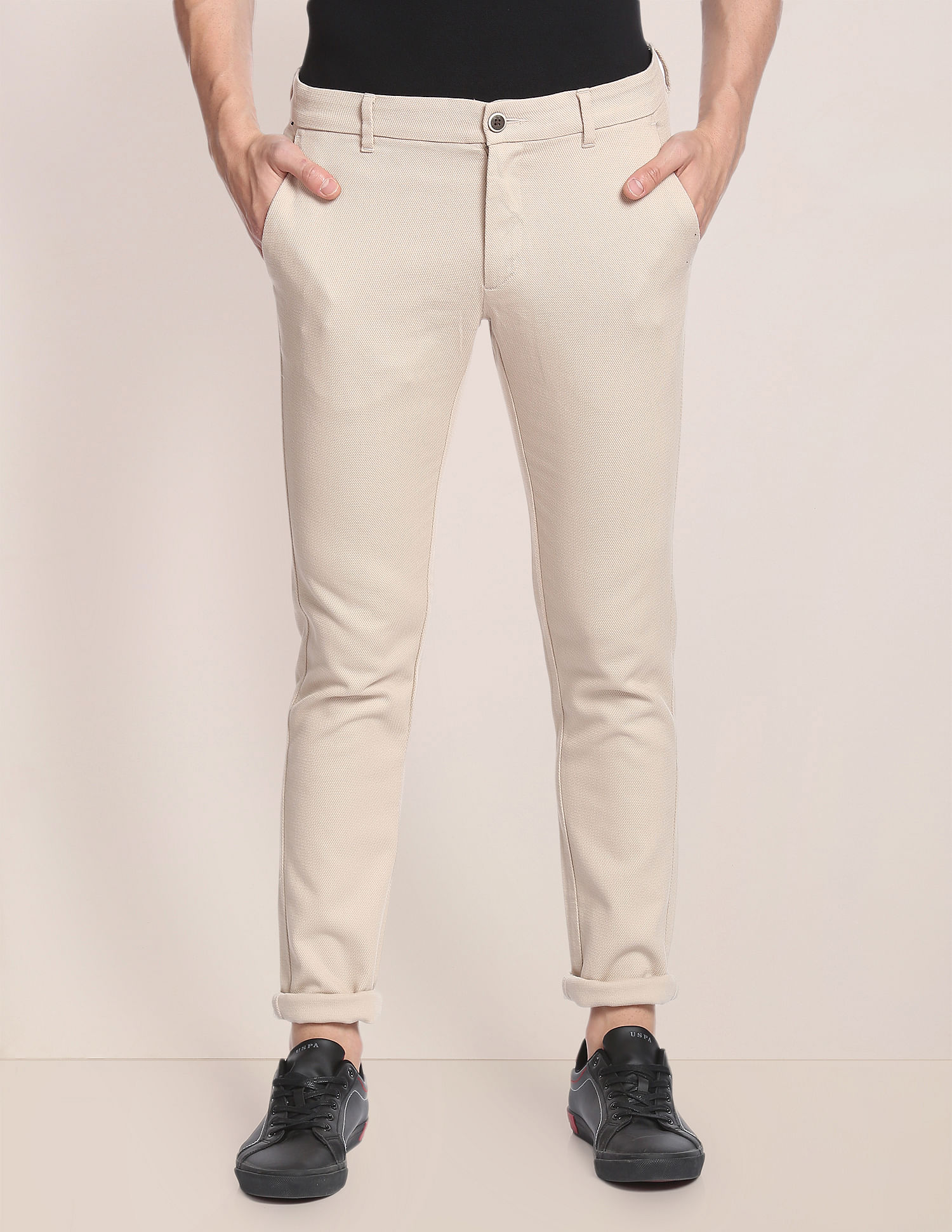 U.S. Polo Assn. Austin Trim Fit Textured Casual Trousers