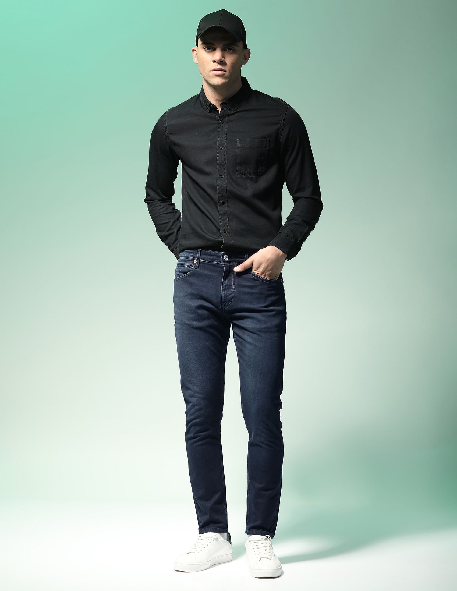 Flying Machine Mid Rise Slash Slim Tapered Jeans