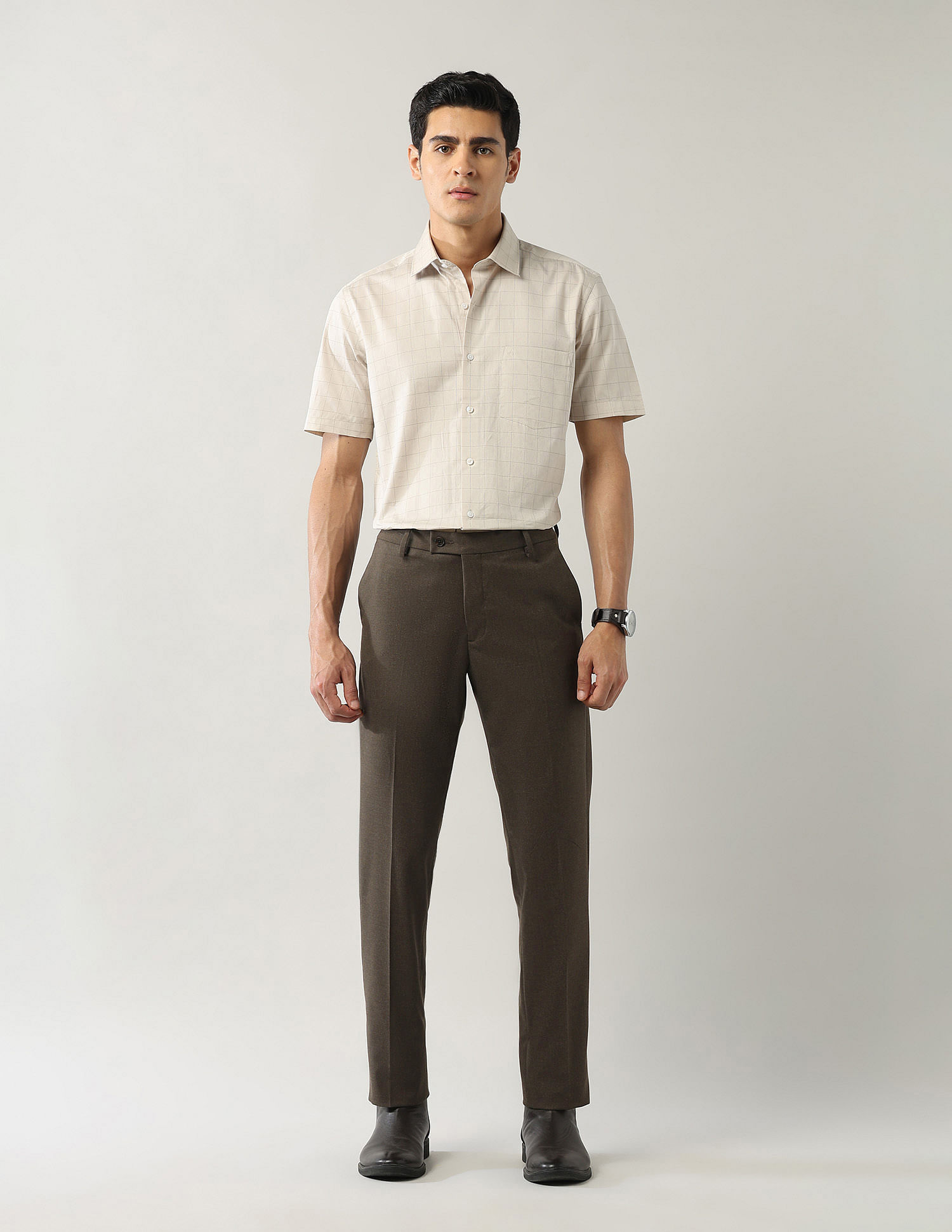 Arrow Solid Smartflex Twill Trousers