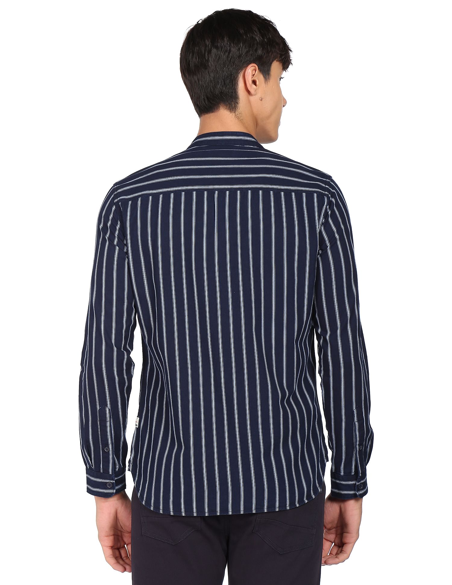 Flying Machine Vertical Stripe Cotton Twill Shirt