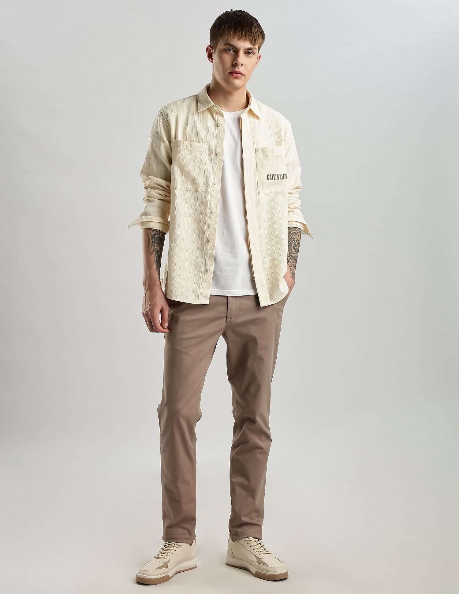 Calvin Klein Jeans Vertical Stripes Regular Fit Dobby Woven Shirt