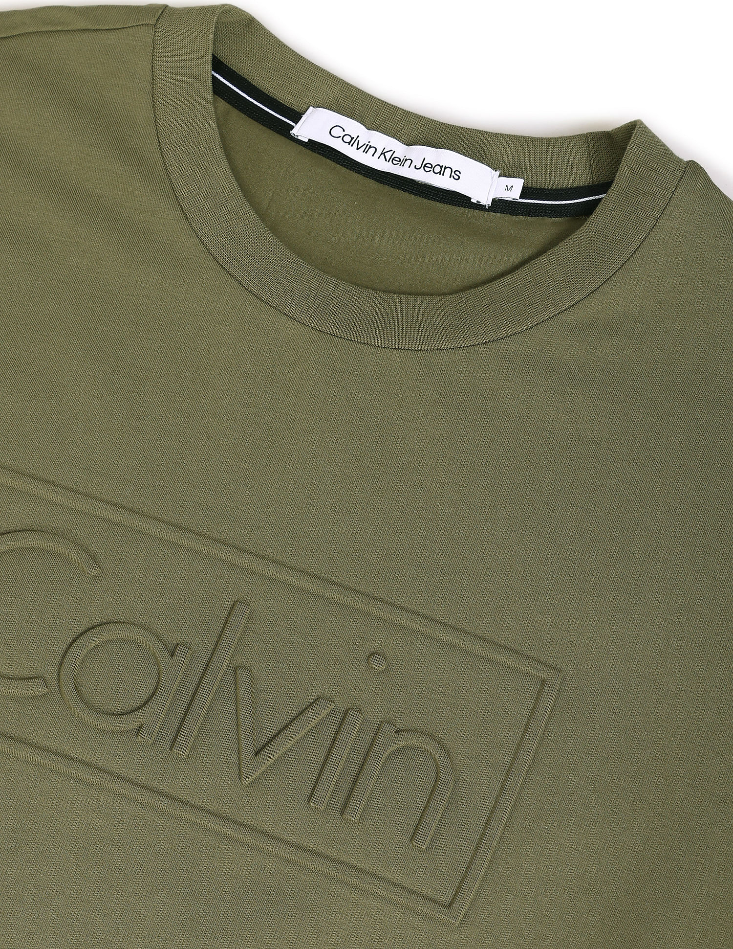 Buy Calvin Klein Men Black Crew Neck Embossed Logo Cotton T-Shirt -  NNNOW.com