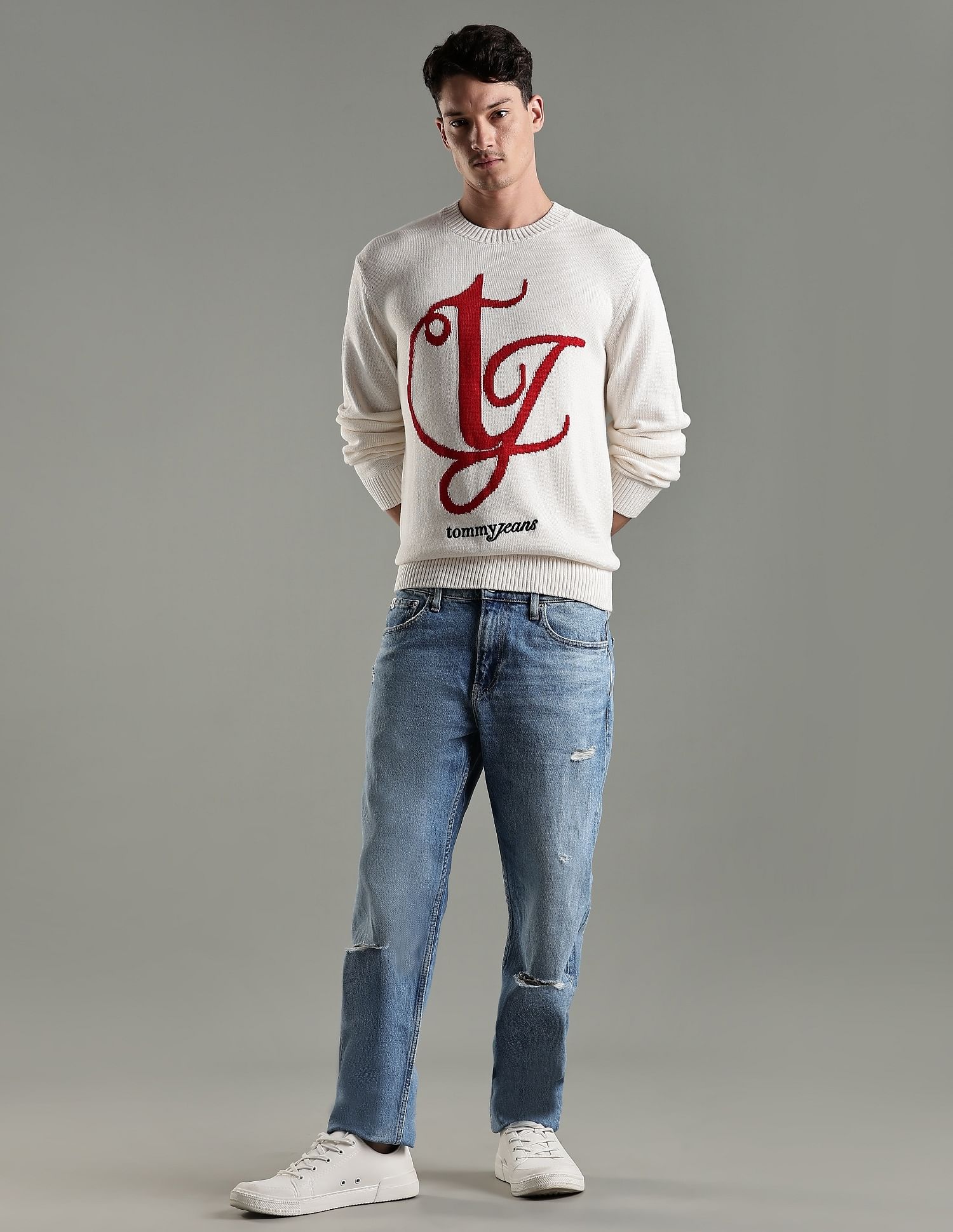 Tommy Hilfiger Embroidered Logo Regular Fit Cotton Sweater