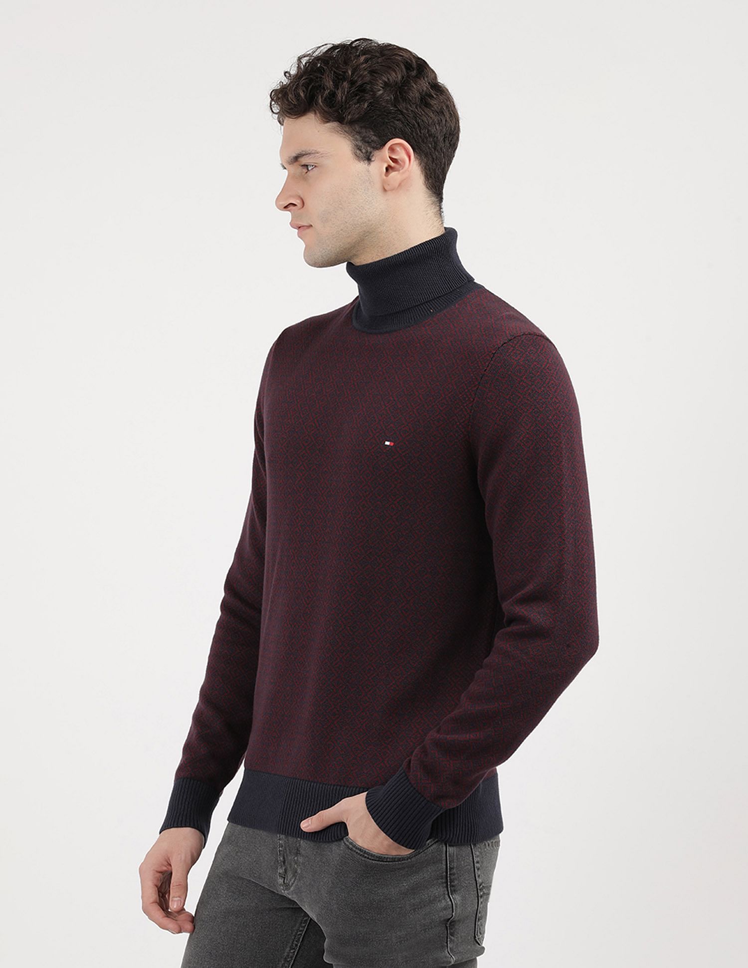 Tommy Hilfiger Gifting 2 Tone Fairisle Roll Neck Sweater