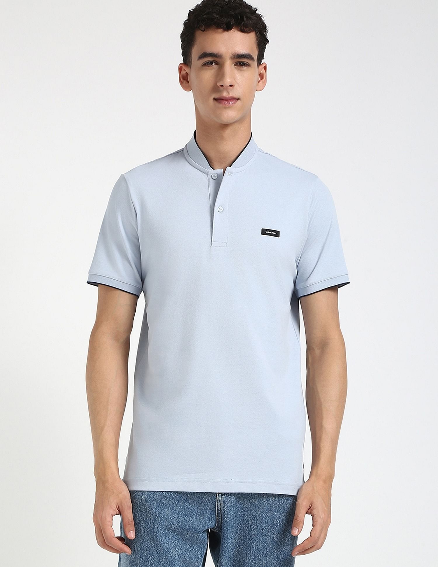 Calvin Klein Jeans Solid Slim-Fit Cotton Polo T-Shirt