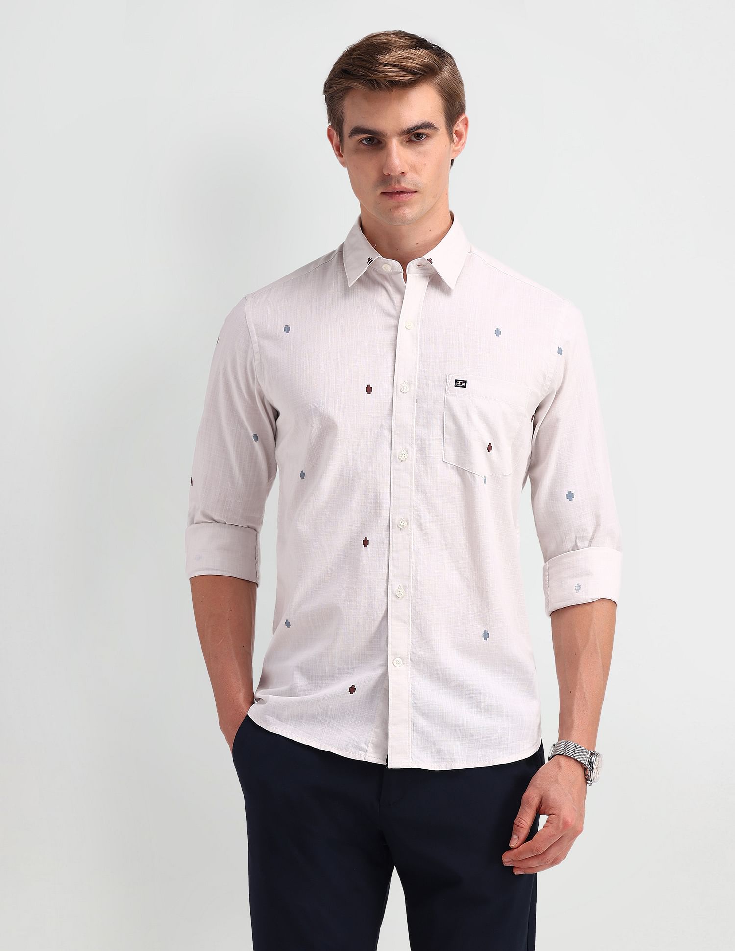 Arrow Sport Manhattan Slim Fit Geometric Print Shirt