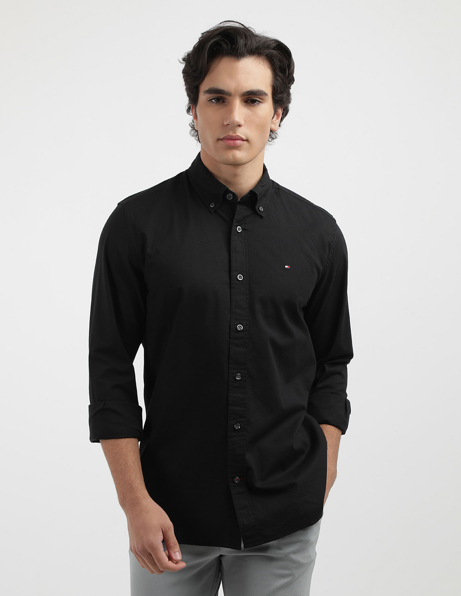 Tommy Hilfiger Oxford Regular Fit Solid Stretch Shirt