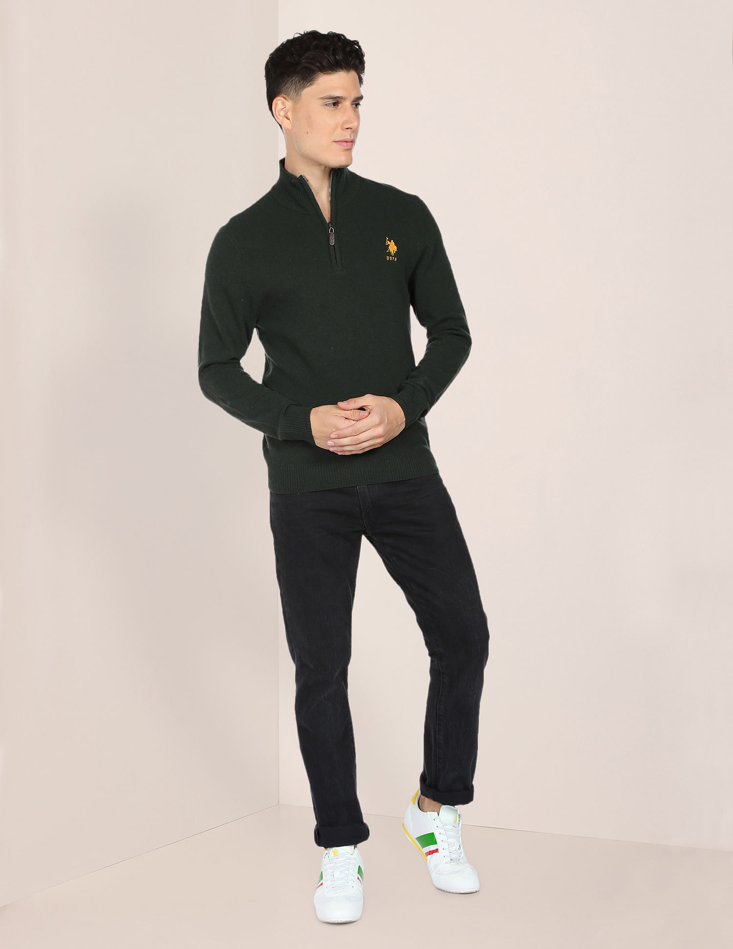 U.S. Polo Assn. High Neck Solid Sweater