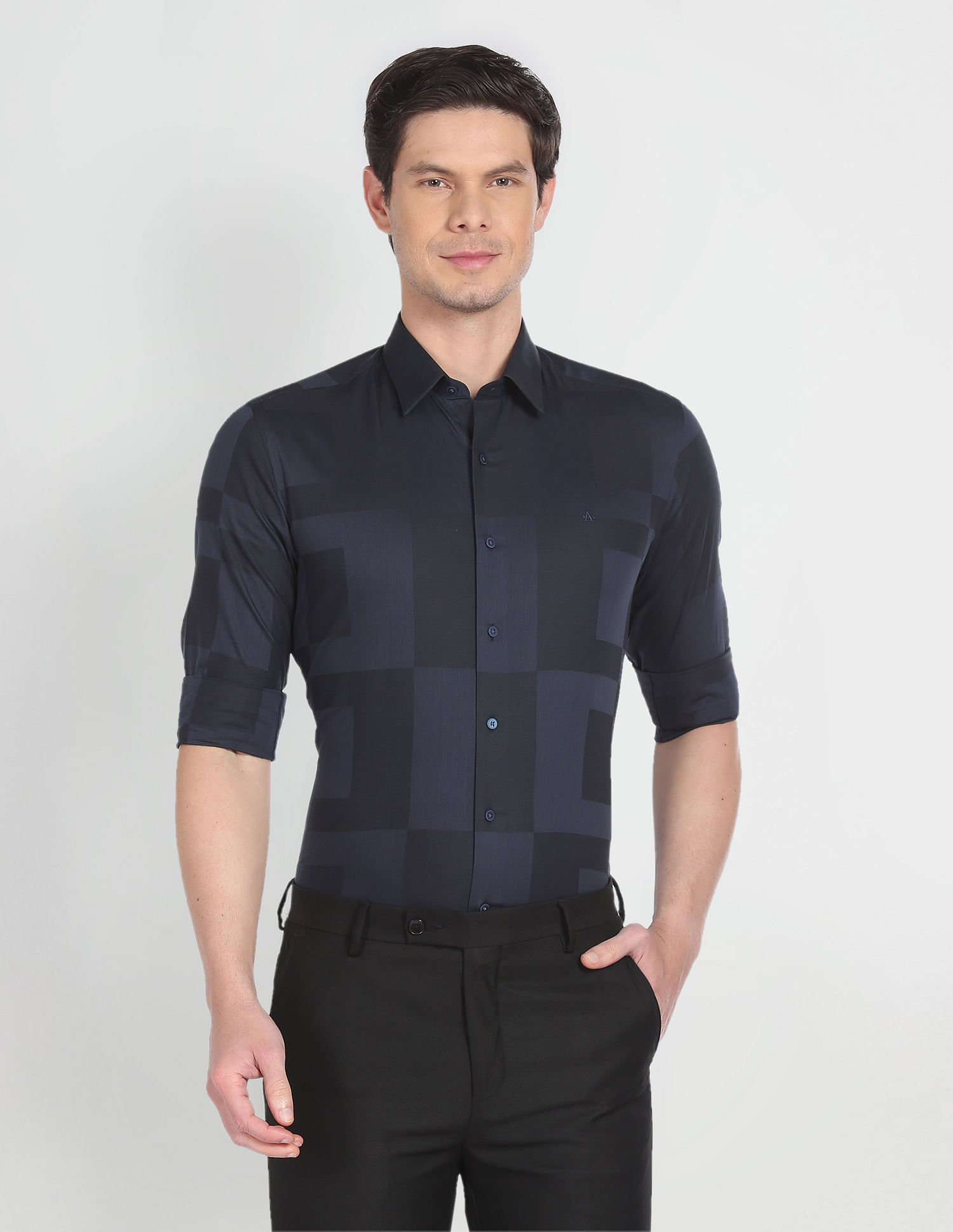 Arrow Newyork Point Collar Patterned Dobby Shirt