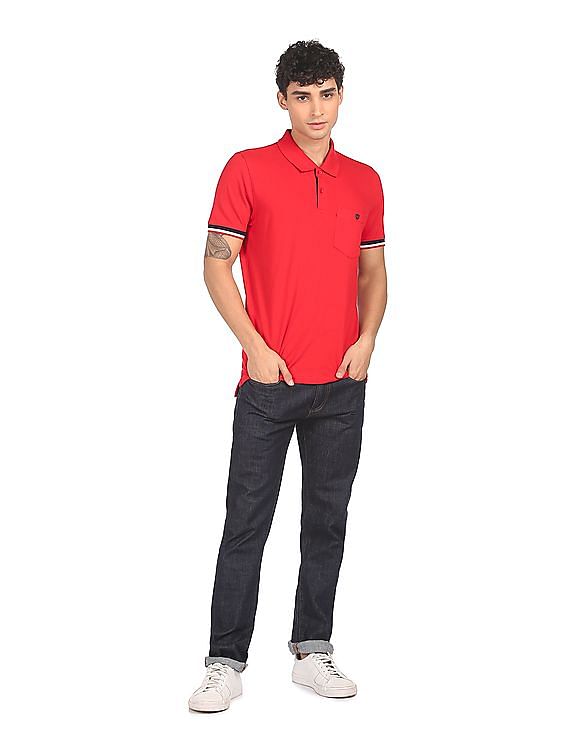 AD by Arvind Cotton Solid Polo Shirt