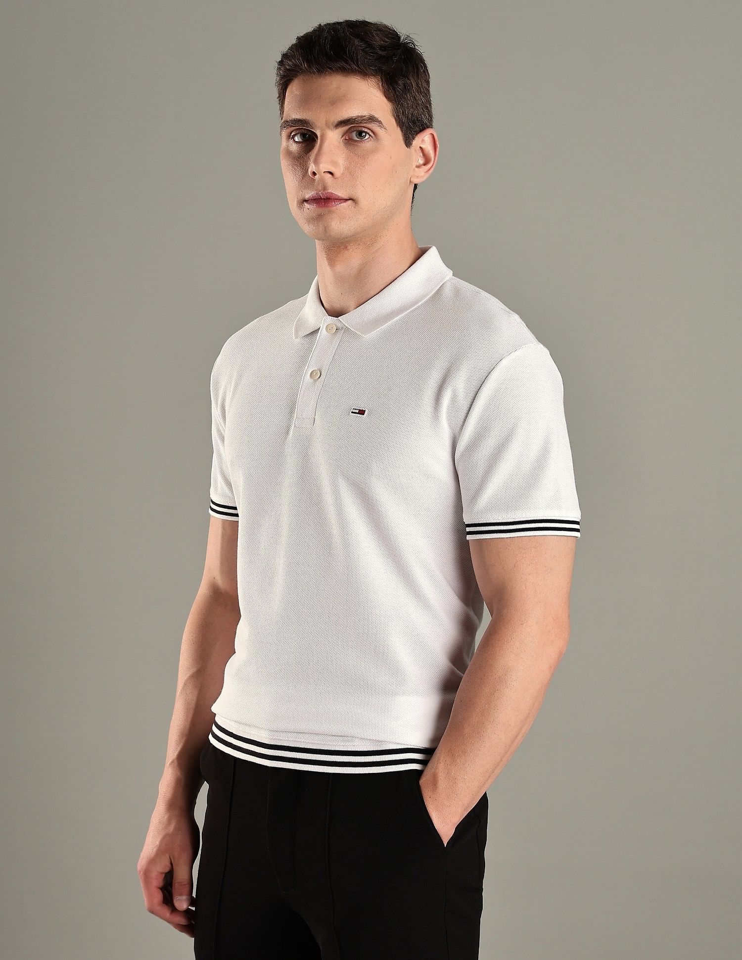Tommy Hilfiger Solid Regular-Fit Cotton Polo T-Shirt