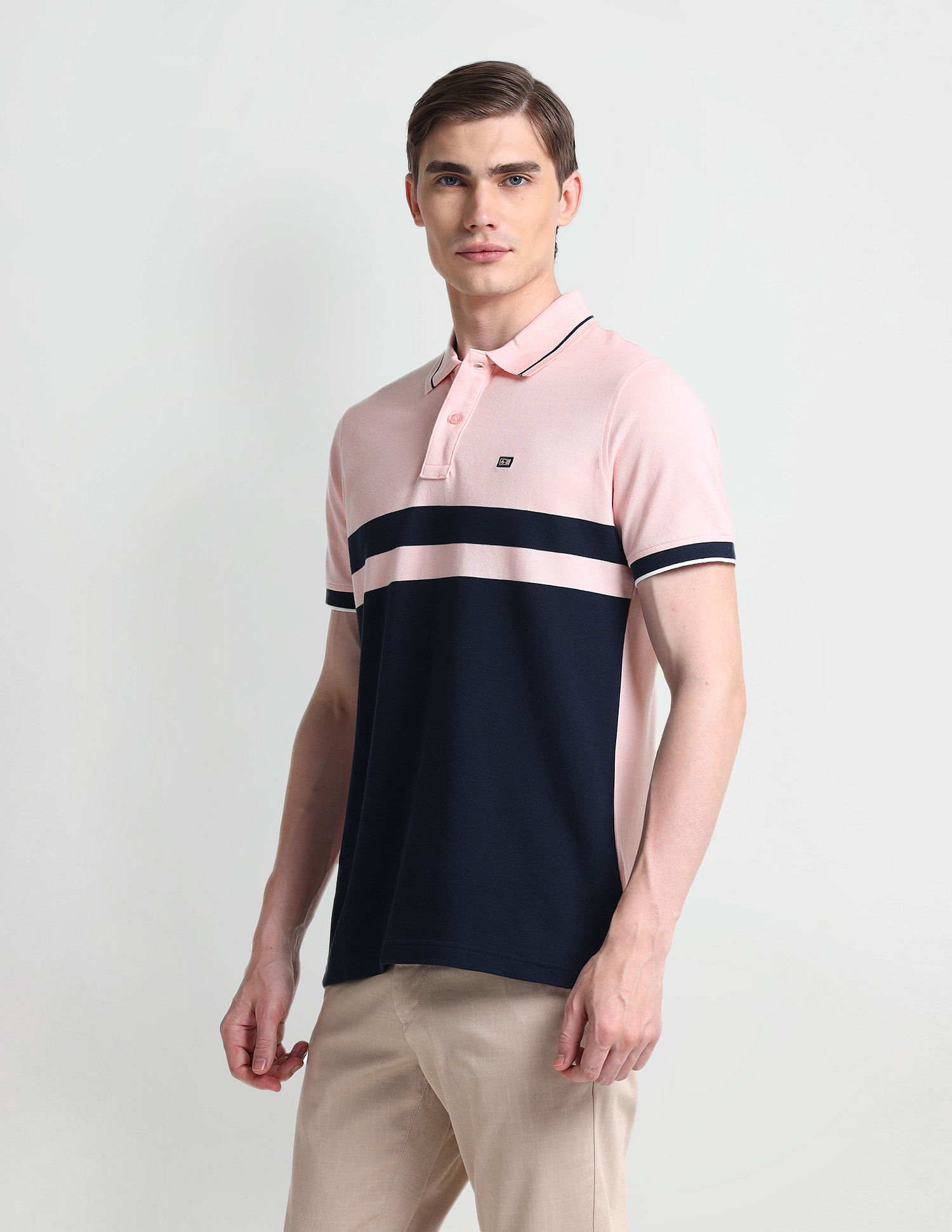Arrow Sports Colour Block Cotton Polo Shirt