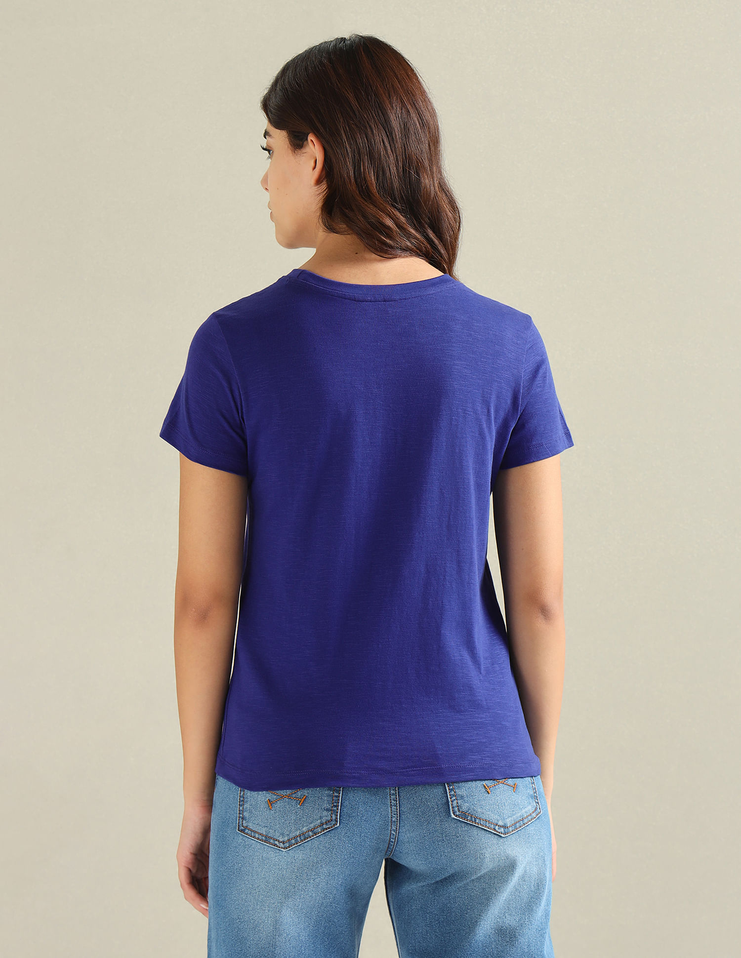 U.S. Polo Assn. Women Brand Print Cotton Slub T-Shirt