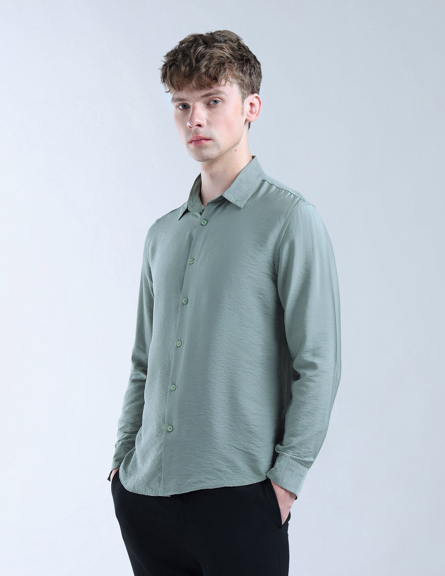 Flying Machine Solid Regular Fit Digitopia Shirt