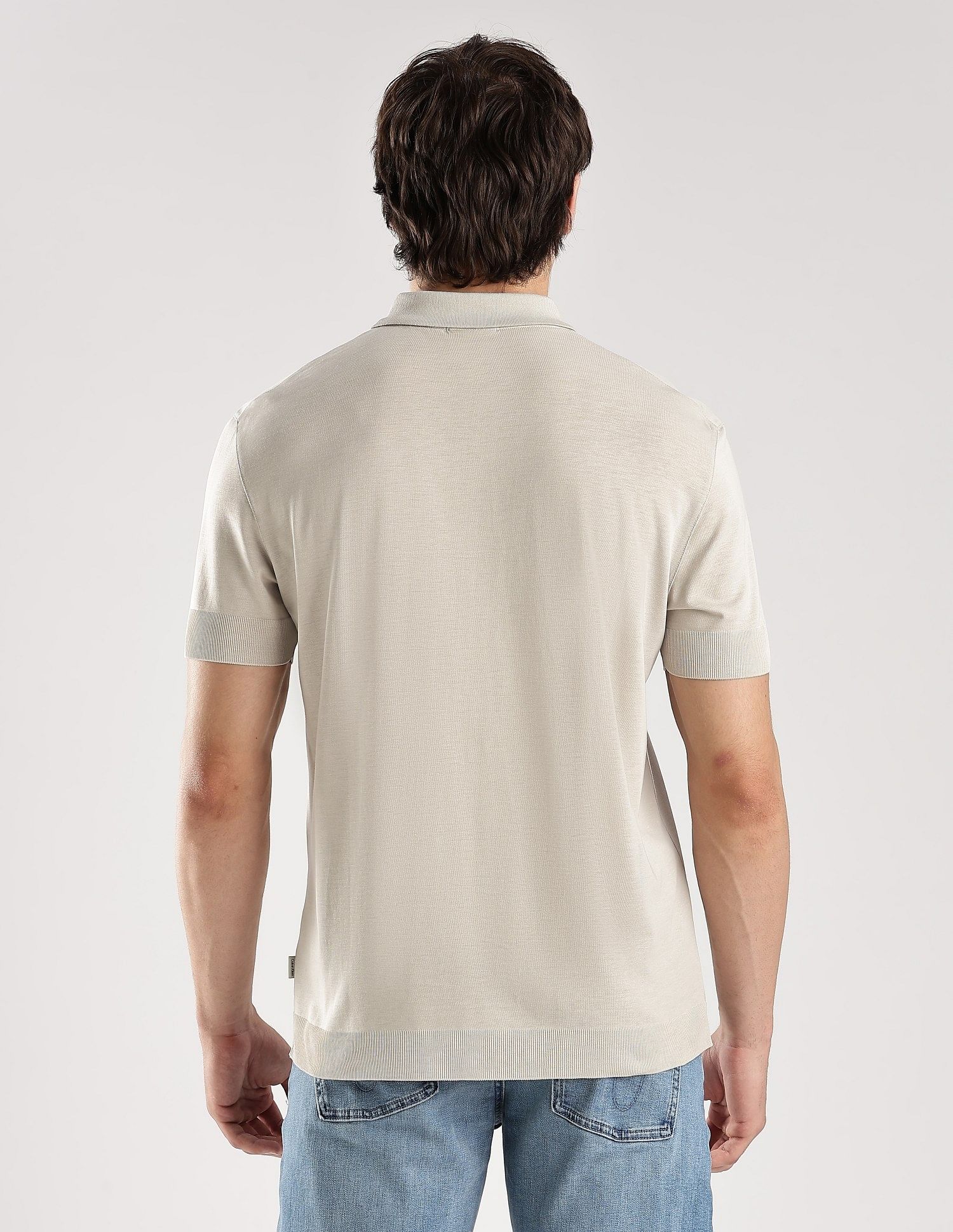 Calvin Klein Jeans Solid Regular-Fit Lyocell Polo T-Shirt