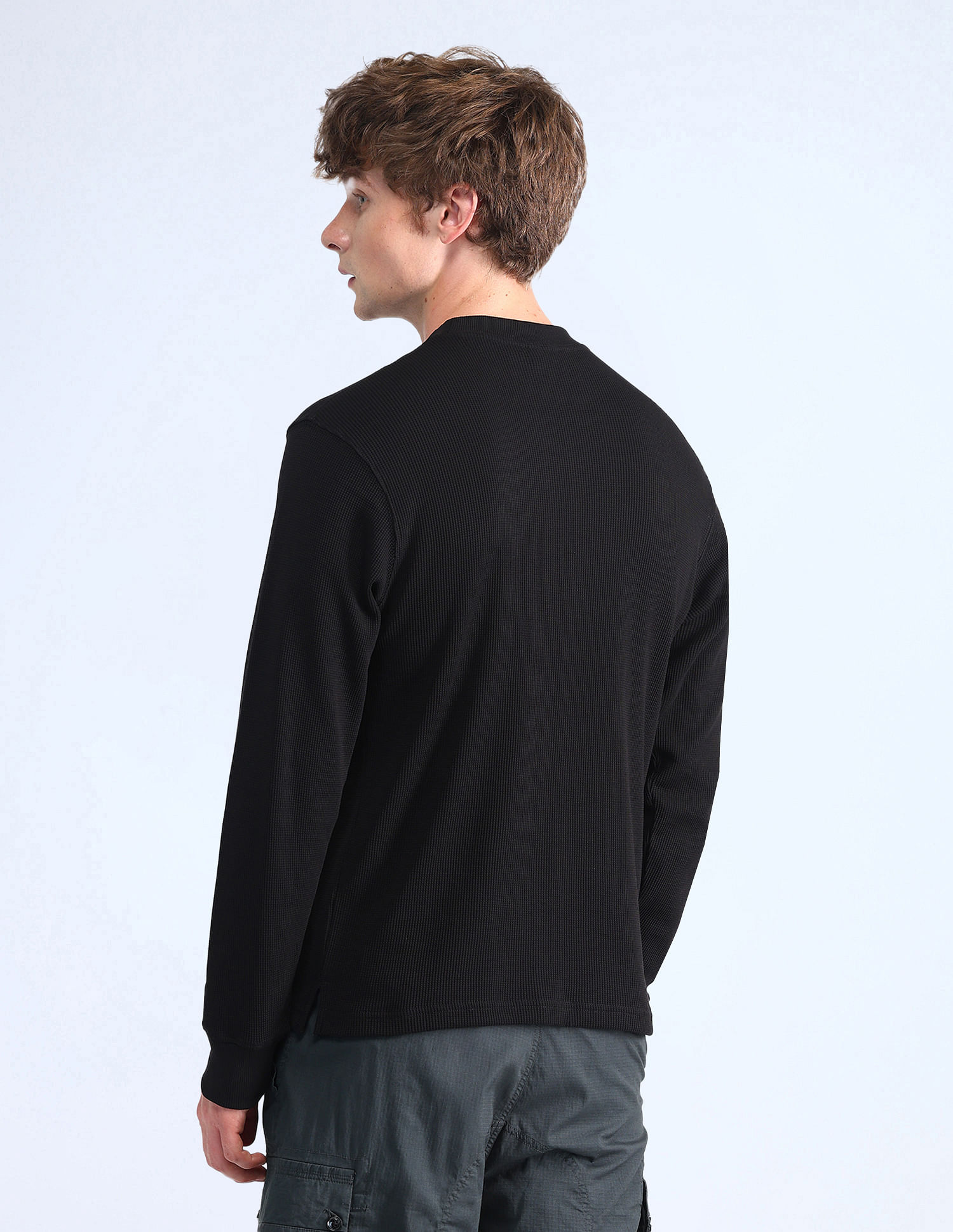 Flying Machine Solid Crew Neck Sweatshirt