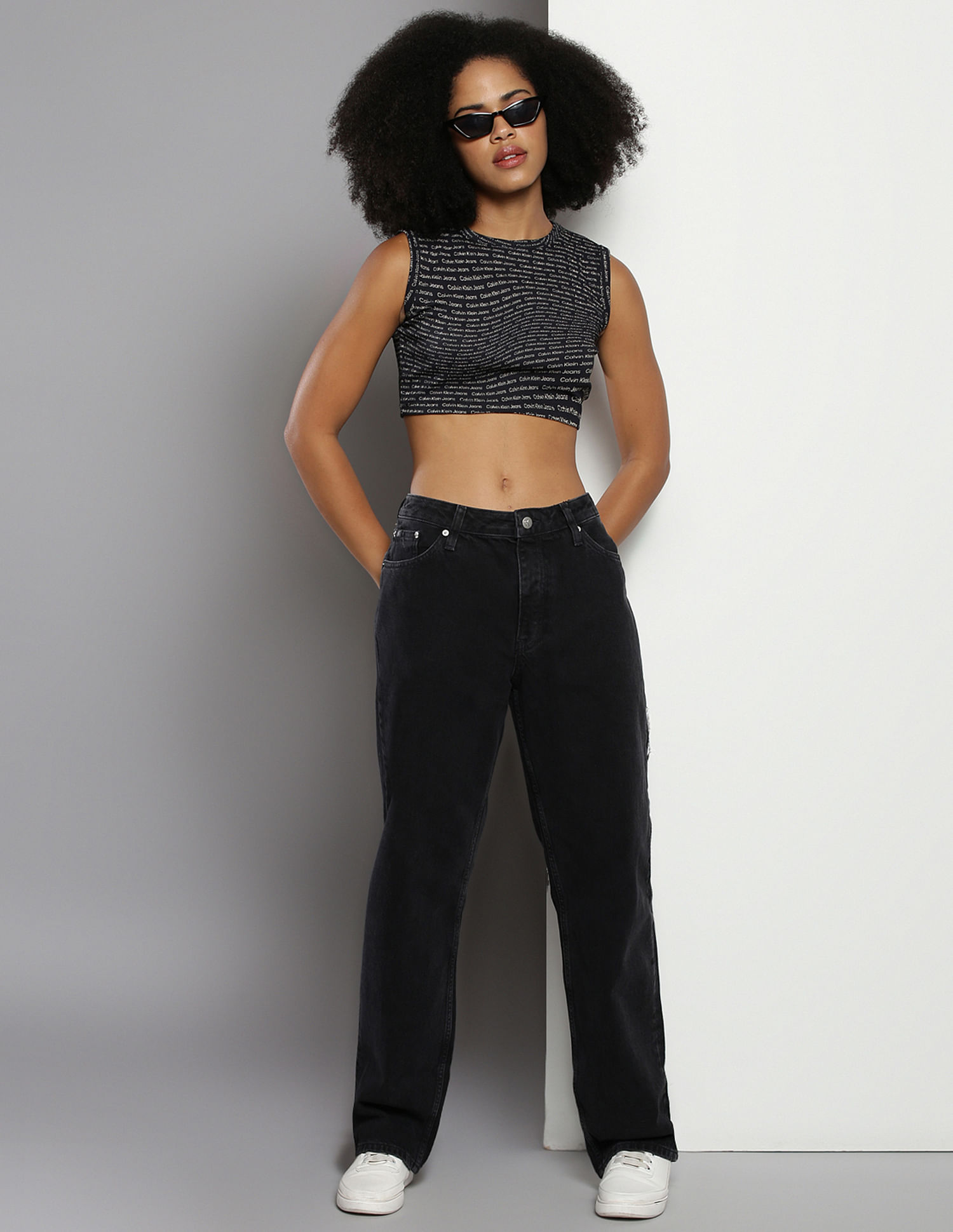 Calvin Klein All Over Print Cropped Tank Top