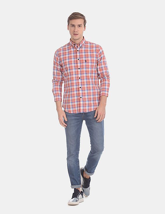 U.S. Polo Assn. Button Down Collar Long Sleeve Check Casual Shirt