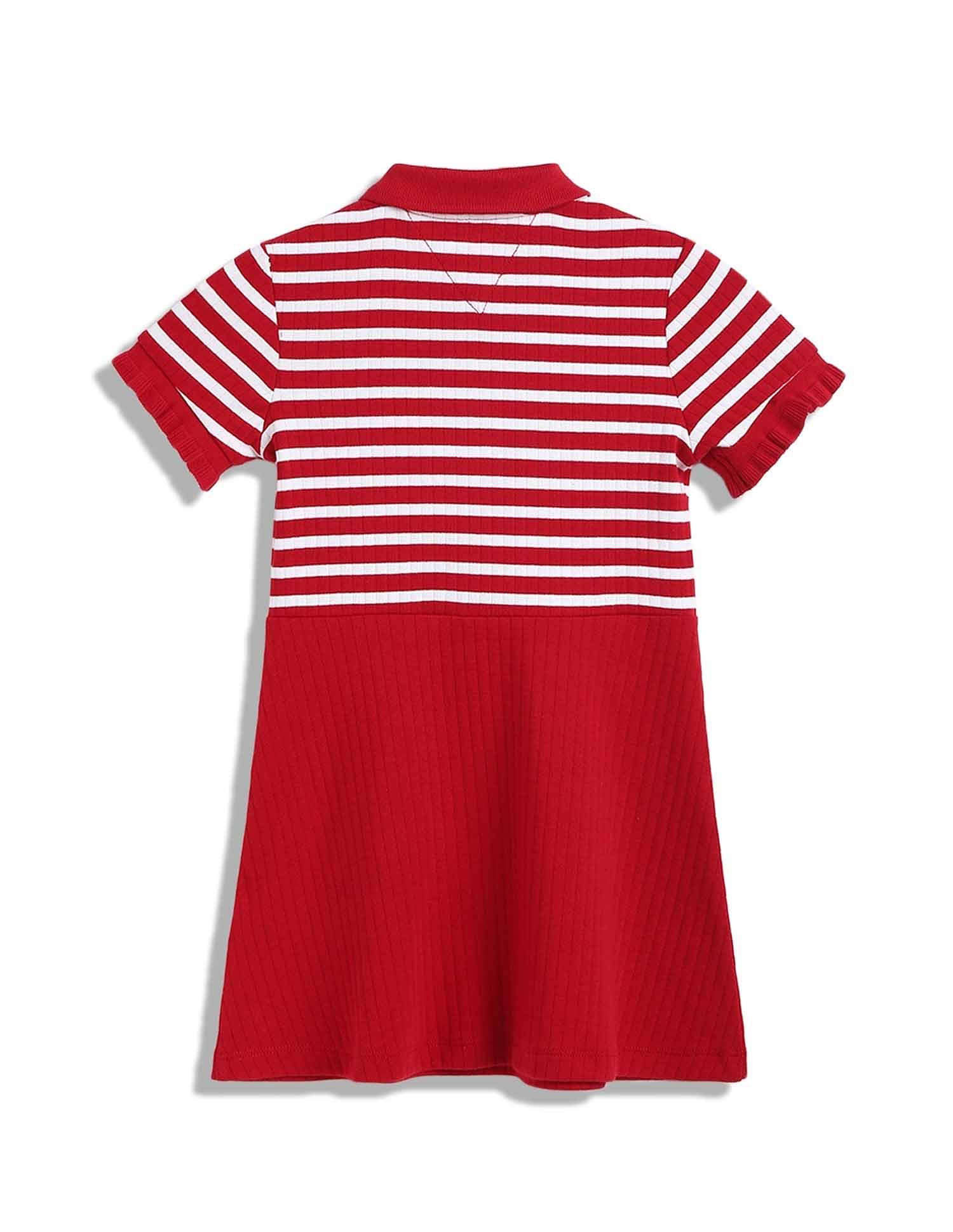 Tommy Hilfiger Kids Girls Striped Slim-Fit Cotton Dress