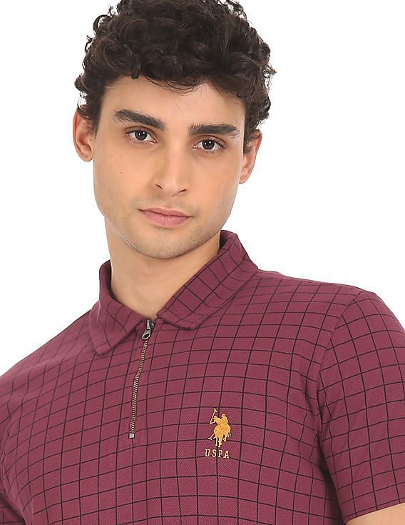 U.S. Polo Assn. Checked Cotton Pique Polo Shirt