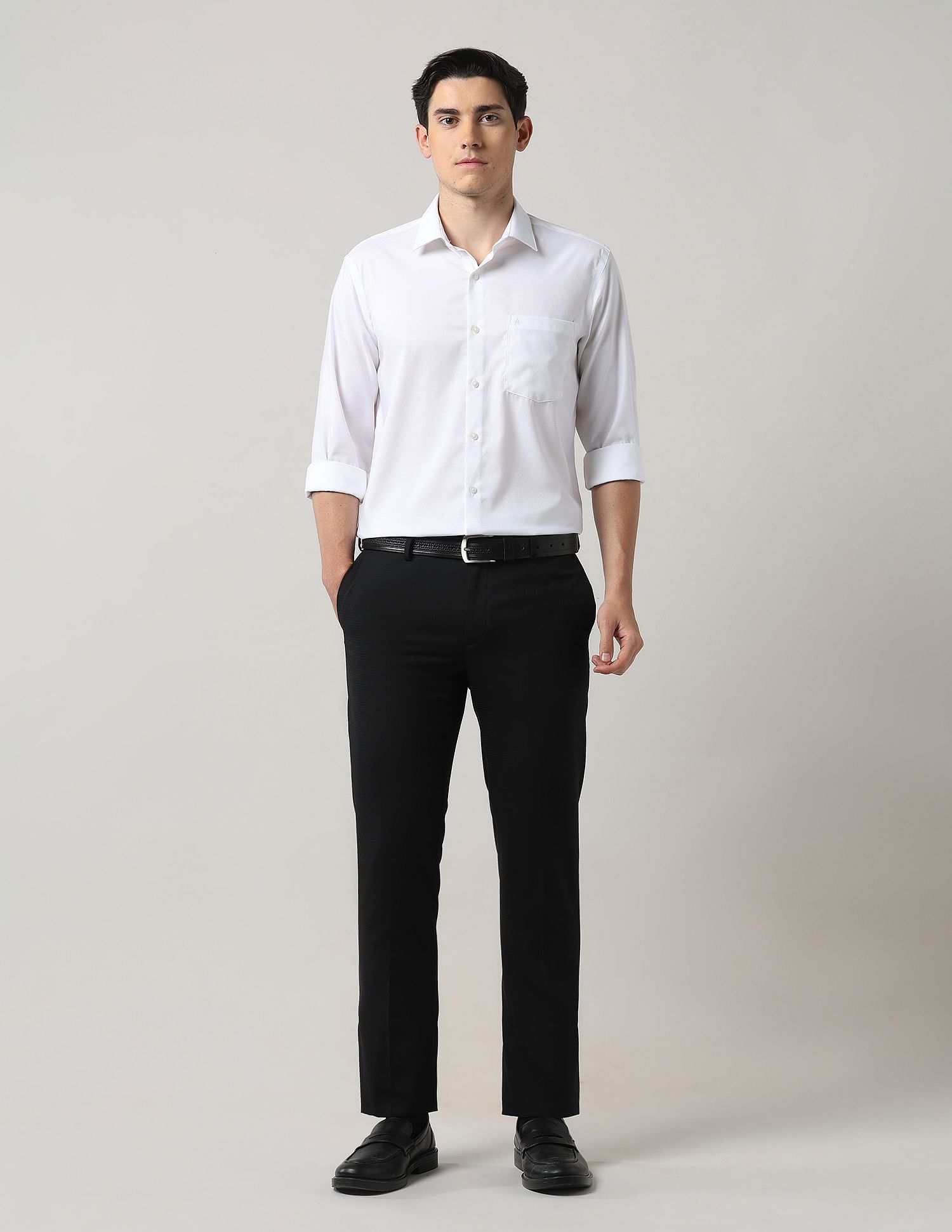 Arrow Autoflex Textured Regular Fit Trousers